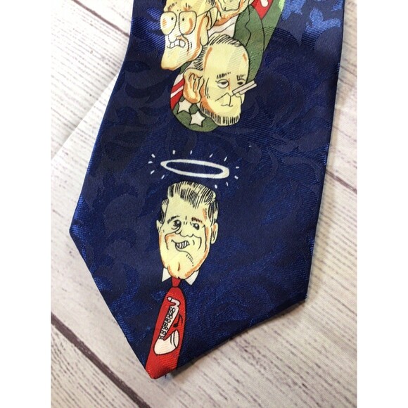 Vintage US Presidents Characture Faces Neck Tie - Picture 2 of 16